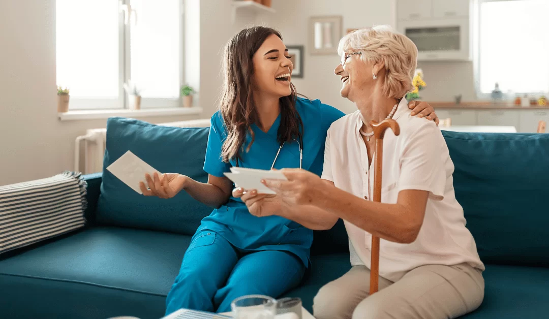 Care giver and Senior Chatting